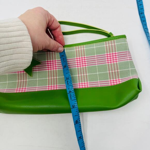 Y2K LOFT Pink and Green Plaid Bow Clutch Pouch Mini Bag - Picture 5 of 6